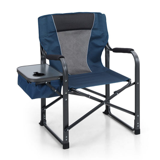 Alpha Camp Director Chair Heavy Duty Folding Camping Chair Oversized Portable Tailgating Chair with Cup Holder & Cooler Bag, Capacity-350 Lbs