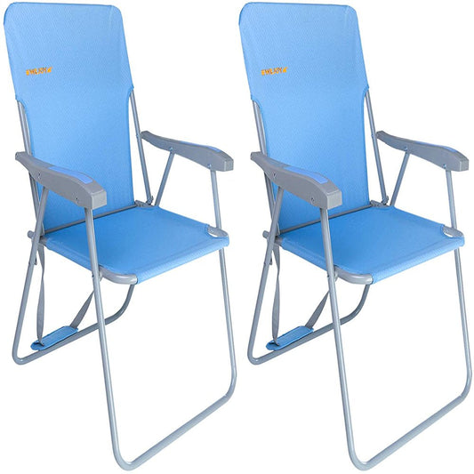 WEJOY 2-Pack High Back Camping Lawn Chairs Outdoor Folding Beach Chairs with Shoulder Strap for Adullt