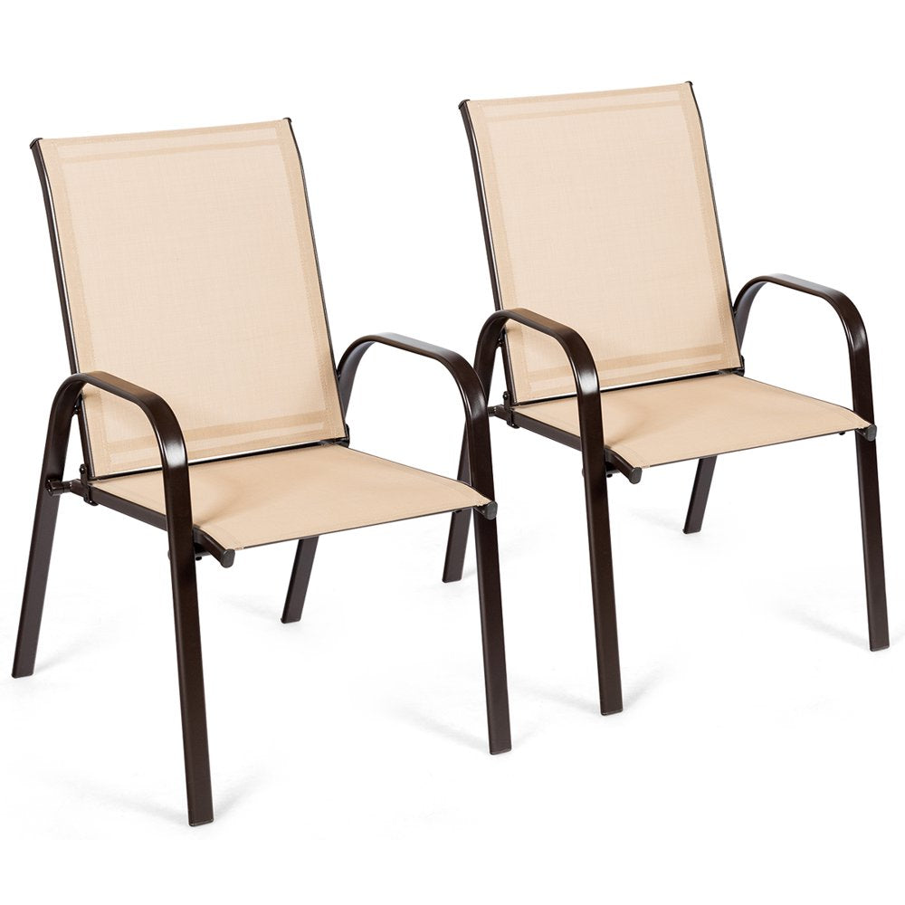 Patiojoy 2-Piece Patio Chairs Camping Garden Chairs with Armrest &Backrest Black