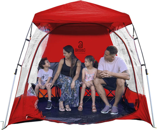 CoverU Sports Tent Pod For 3-4 People - RAIN or Sun Protection – NEW Large Pop Up Climate Canopy Shelter – Soccer, Football, Softball & Other Sporting Events and Parades - Patented and Patents Pending