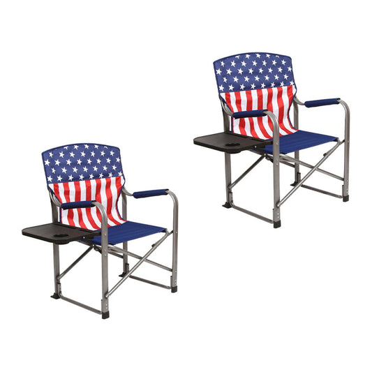 Kamp-Rite Director'S Chair Camping Folding W/Side Table, USA Flag (2)