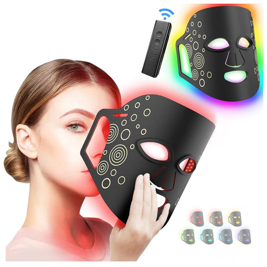 INSHUEY Led Face Mask Light Therapy FSA/HSA Eligible Blue and Red Light for Wrinkle Acne 7 Colors LED Photon Spa Facial Skin Care Mask for Reduction Skin Rejuvenation Anti-Aging