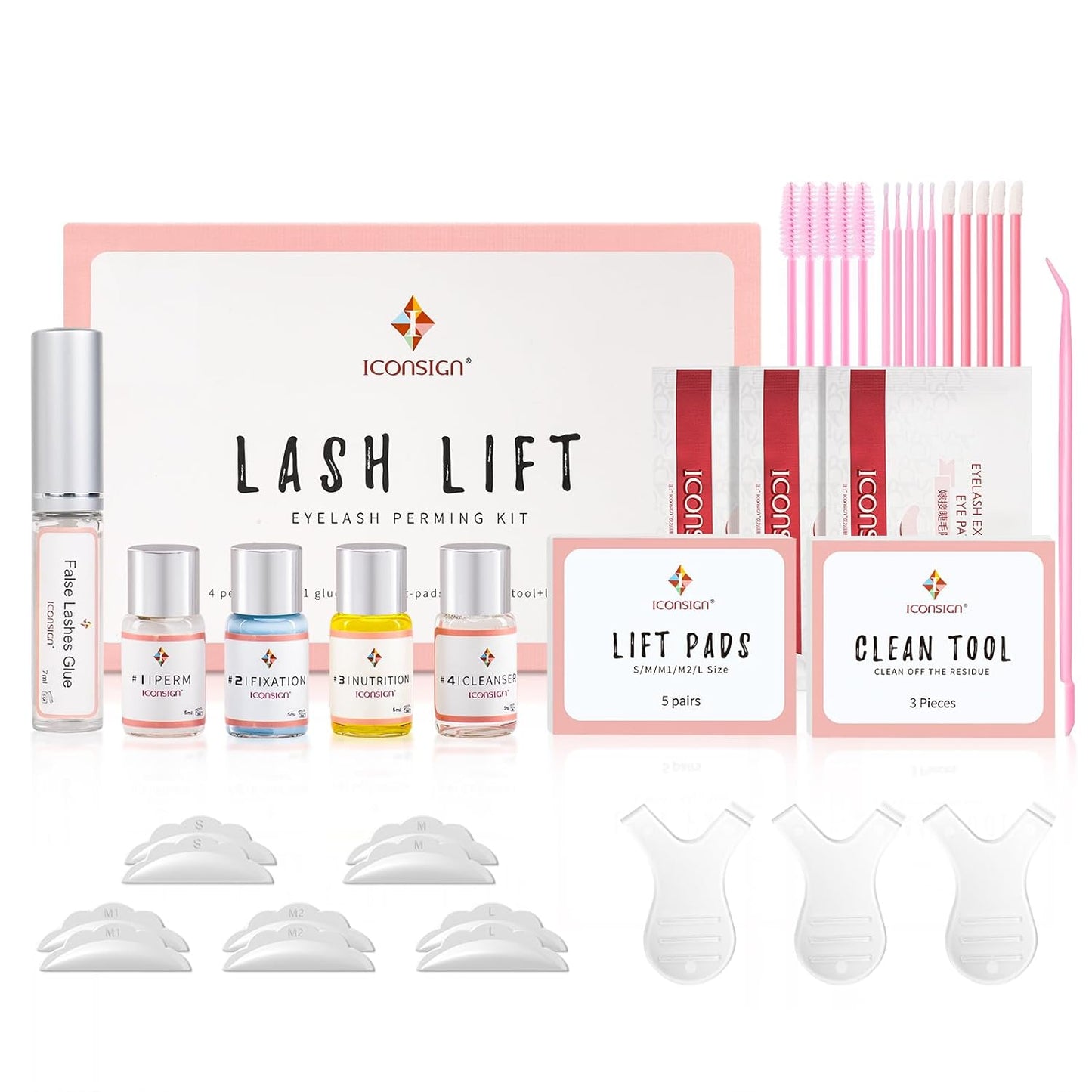 Lash Lift Kit, Professional Semi-Permanent Curling Eyelash Perm Kit Includes Eye Shields, Pads and Accessories Suitable for Salon &amp; Home Use(Version B)