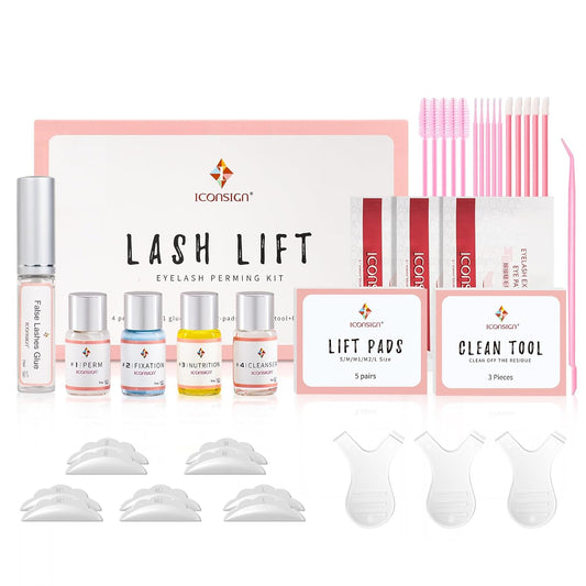 Lash Lift Kit, Professional Semi-Permanent Curling Eyelash Perm Kit Includes Eye Shields, Pads and Accessories Suitable for Salon &amp; Home Use(Version B)