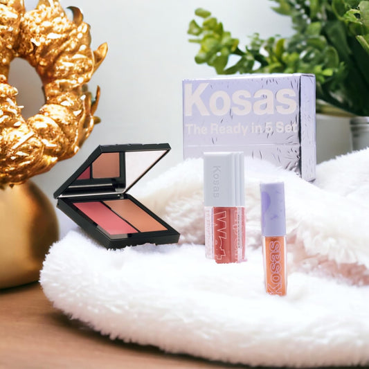 Kosas Travel Kit - lips, lashes, and cheeks. (The Ready In 5 Set)