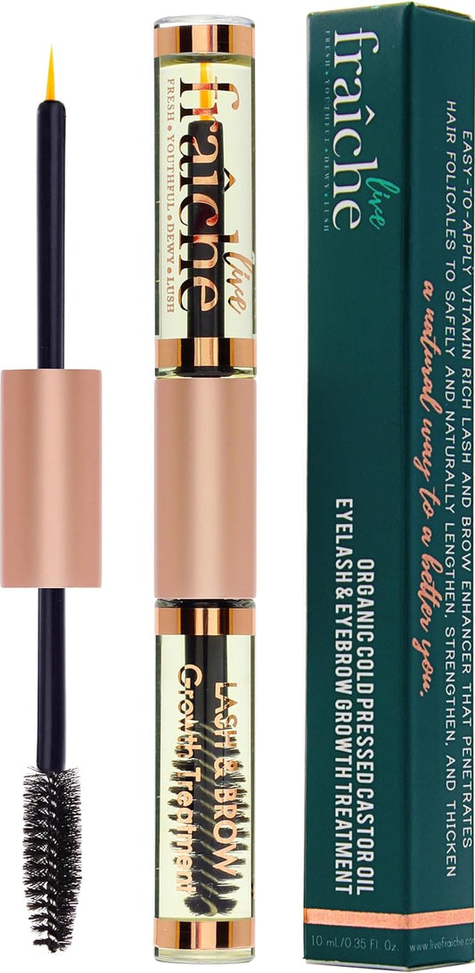 USDA Organic Castor Oil - All Natural Cold Pressed Castor Oil Eyelash Growth Serum with Mascara Tube - Eyelash Conditioner Lash Boost Serum