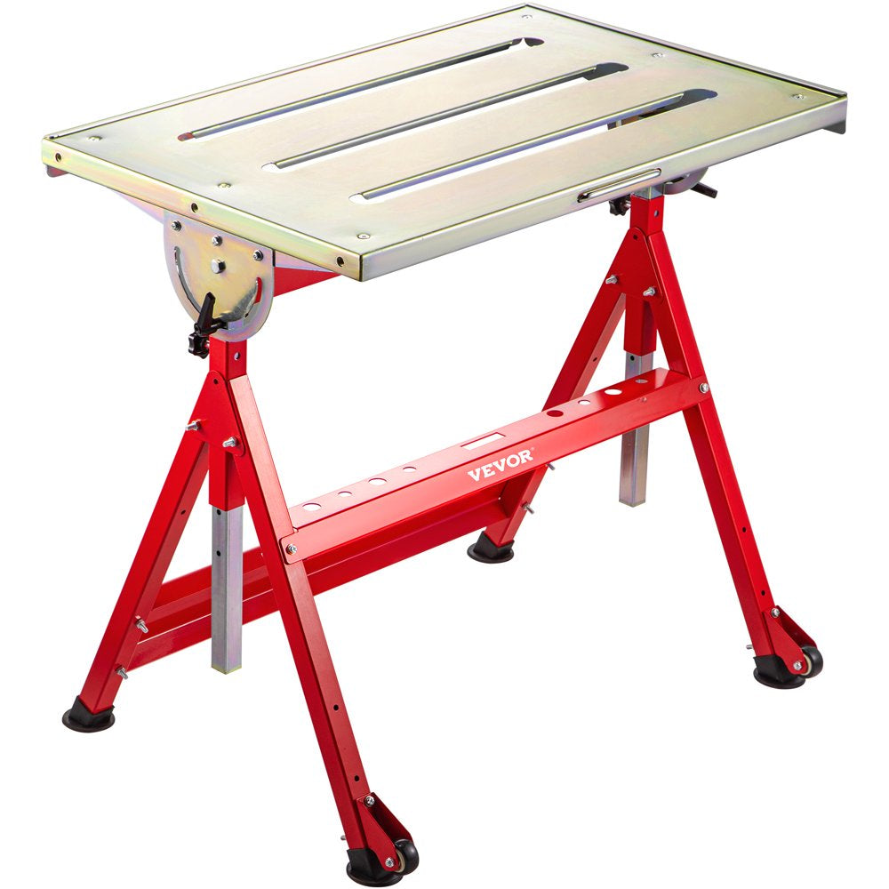 Vevorbrand Welding Table 30'' X 20'' Adjustable Angle & Height Portable Steel Welding Table，Strong Hold Industrial Bench