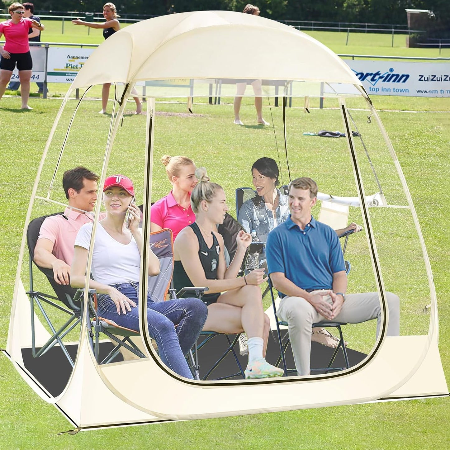 Sports Tent Instant Pop Up Tent Shelter with Sealed Floor Sun Shelter Clear Bubble Tent Sports Weatherproof Tent for Outdoor Watching Sport Events,Camping, Fishing (4~6 Person)