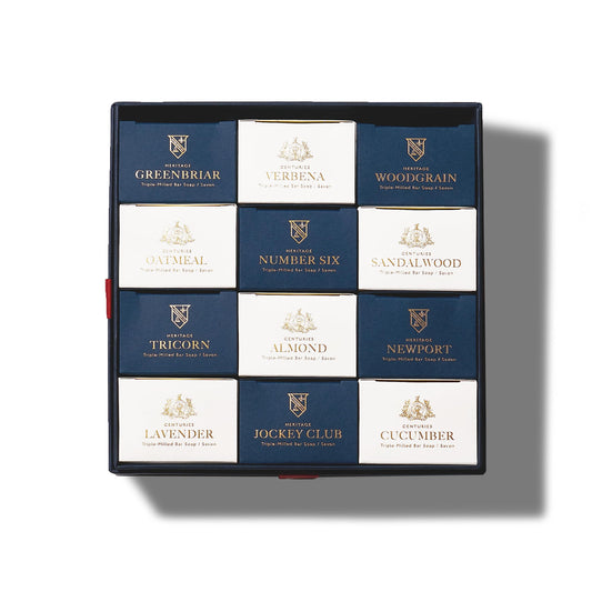 Caswell-Massey Triple Milled Master Collection Twelve-Soap Set: 12 Unique Scents Including Number Six, Almond, Sandalwood, Woodgrain & More, 5.8 Oz Soaps (12 Bath Bars)