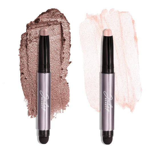 Julep Eyeshadow 101 Cr��me to Powder Waterproof Eyeshadow Stick Duo, Blush Pink Metallic &amp; Mink Mauve Metallic