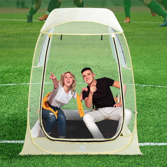 Sports Tent Instant Pop Up Shelter with Sun Protection Removable Top, Clear Bubble Tent Dome 1-6 Person, Rain Tent for Sports, Soccer, Rugby, Fishing and Camping