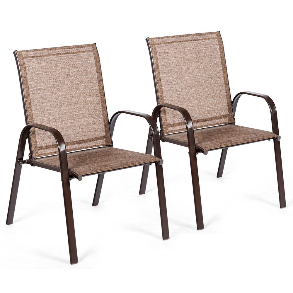 Patiojoy 2-Piece Patio Chairs Camping Garden Chairs with Armrest &Backrest Black