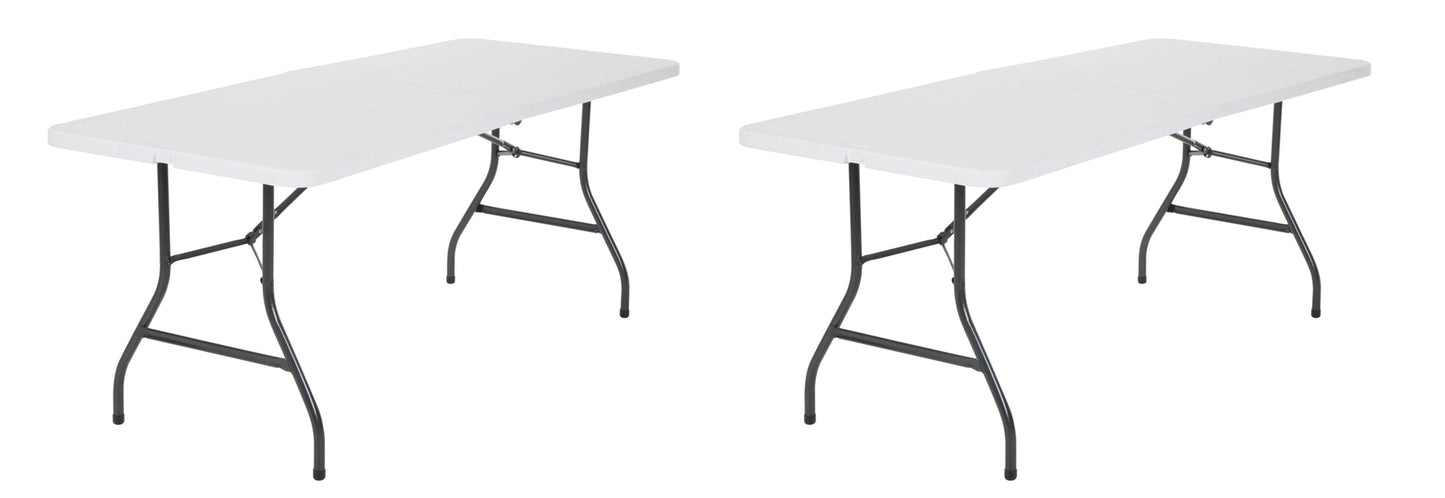 Cosco (2-Pack) 6 Foot Centerfold Folding Table, White