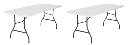 Cosco (2-Pack) 6 Foot Centerfold Folding Table, White