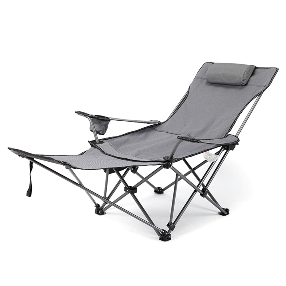Eccomum 2 in 1 Folding Camping Chair Portable Adjustable Reclining Chair with Removable Footrest for Camping Fishing Beach Picnics