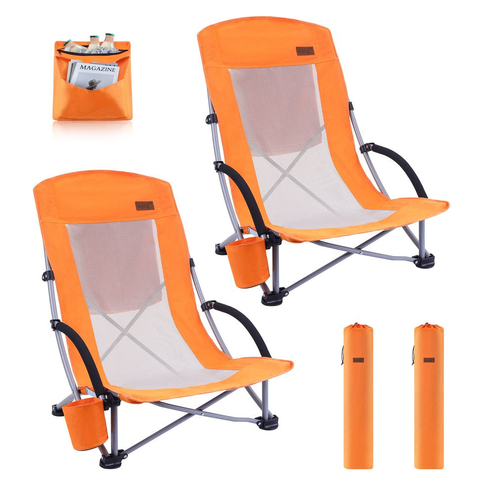 Nice C Beach Camping Folding Chair W/Cooler High Back, with Cup Holder & Carry Bag Compact & Heavy Duty Outdoor, Camping, BBQ, Beach, Travel, Picnic, Festival(One Blue)