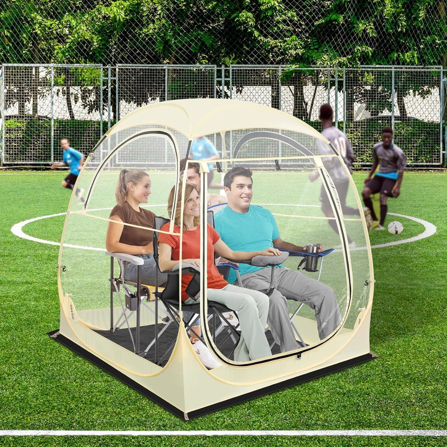 63" x63“x63“H Sport Tents- Instant Pop-Up Tent Shelter-540° Panoramic Bubble Tent with 3 Ventilation Ports and Rain Top Cover - Perfect for Outdoor Activities - Suitable for 3-4 People