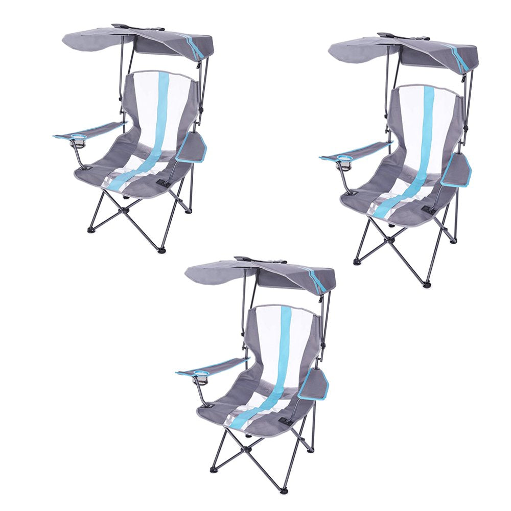 Kelsyus Premium Lawn Chair W/ Cup Holder & 50+ UPF Canopy, Red/Black, 4 Ct