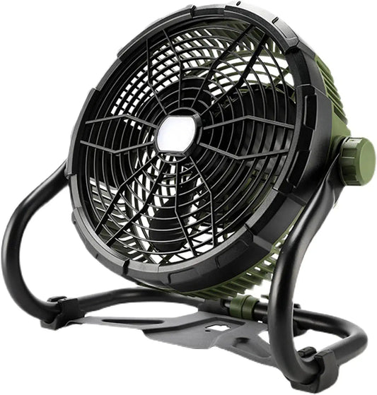 12V Camping Fan With LED Lights Exterior Large Cooling Desk Fans With 5200Ah Battery For Tourism Emergency Outages - Blue Force Sports