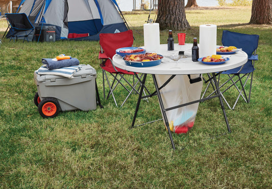 Camping Table Powder-coated Steel Frame, White and Black