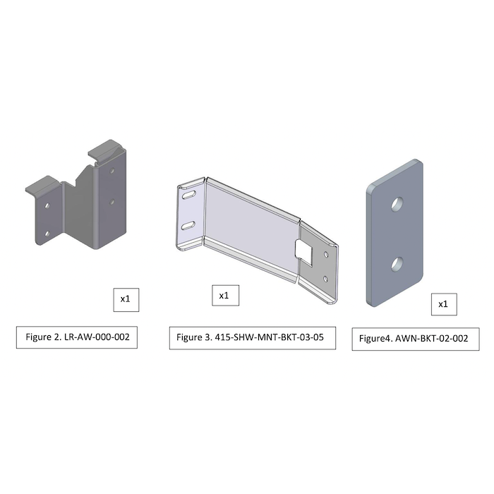Brackets: Alu-Cab Shower Cube to Khaya & 6' Canopy Camper