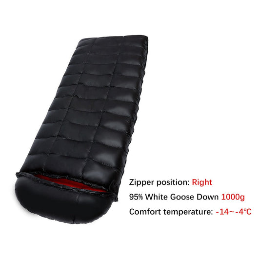 Black 95% Goose Down Waterproof Sleeping Bag Right Zipper