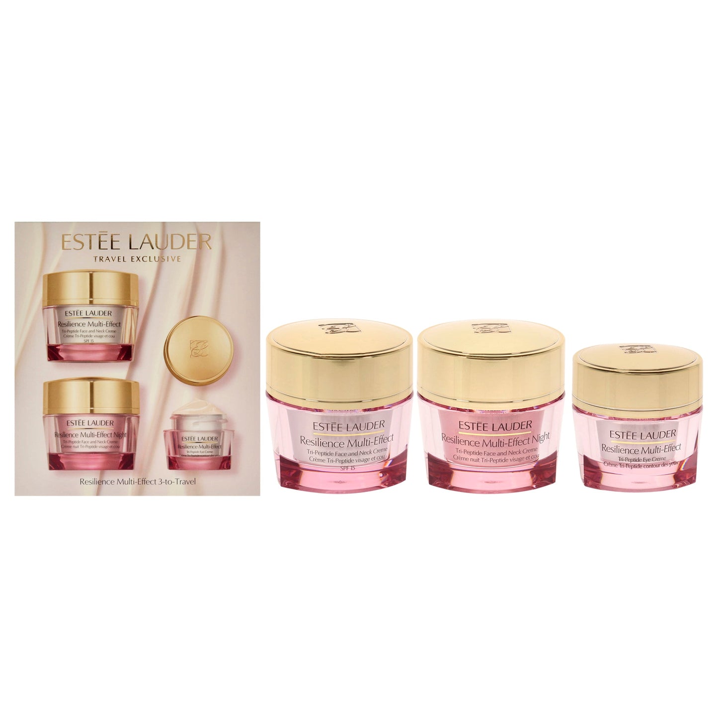 Resilience Multi-Effect Set by Estee Lauder for Unisex - 3 Pc 1.7oz Tri-Peptide Face and Neck Cream SPF 15, 1.7oz Tri-Peptide Face and Neck Cream, 0.5 oz Tri-Peptide Eye Cream