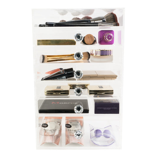 Diamond Collection 7-Tier Acrylic Makeup Organizer with Flip Open Top