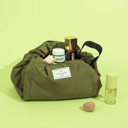 Utility Green Full Size Flat Lay Makeup Bag