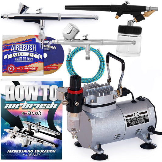 PointZero Airbrush Dual Action Airbrush Kit with 3 Airbrushes