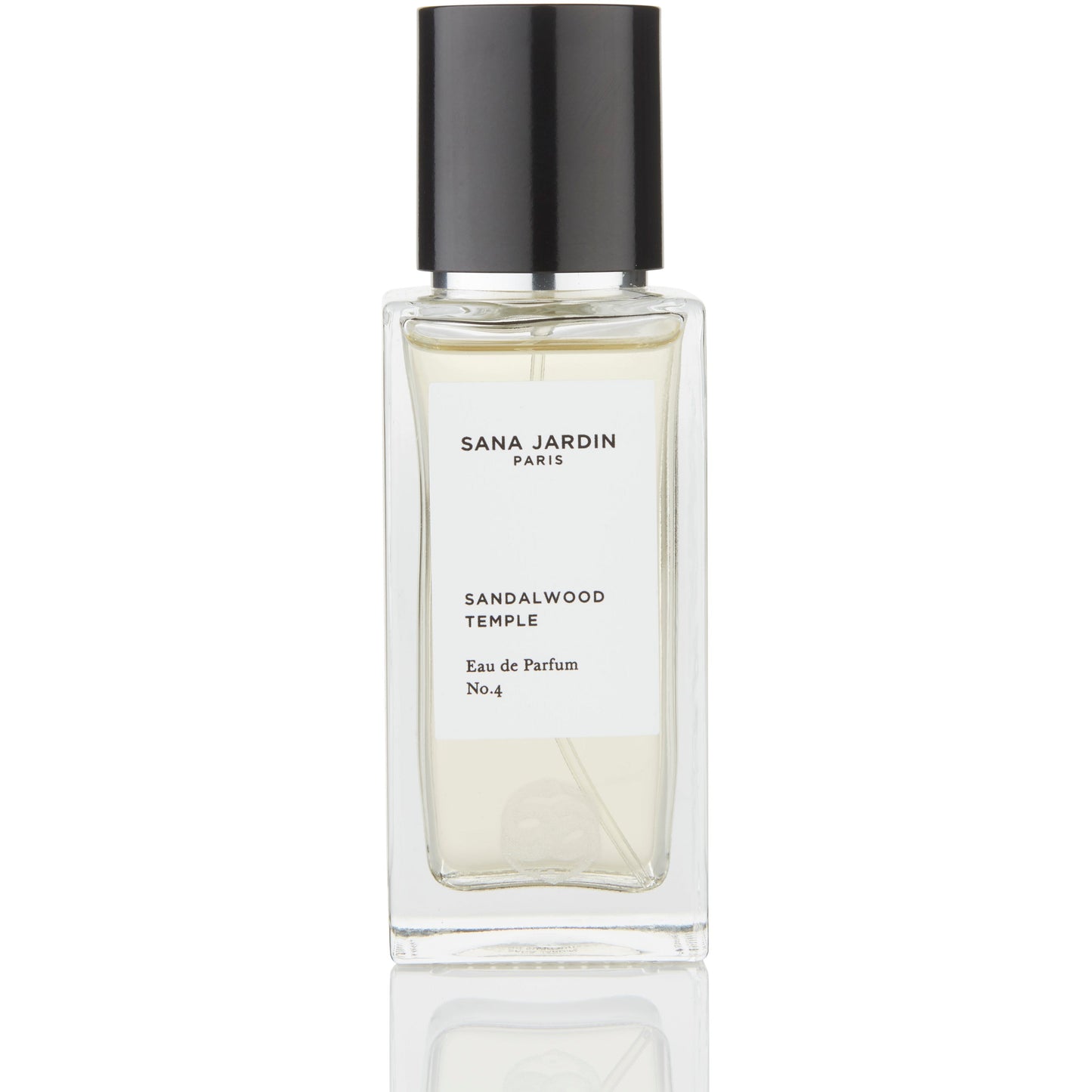 Bottle of sana jardin paris sandalwood temple eau de parfum no. 4 on a white background.
