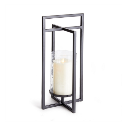 Small Black Hammered Glass Exton Lantern