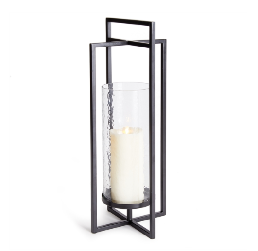 Large Black Hammered Glass Exton Lantern