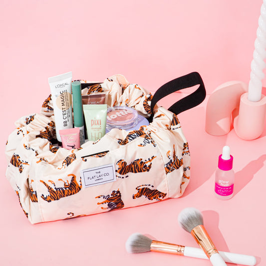 Tigers Full Size Flat Lay Makeup Bag