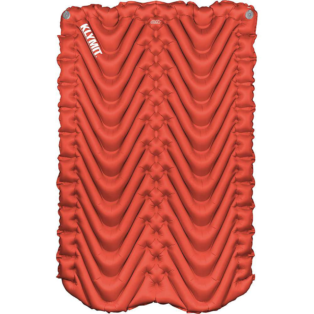 Klymit Insulated Double V Sleeping Pad, 74In X 47In X 3In, Red