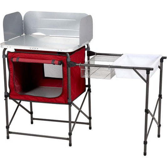 Ozark Trail Camping Table, Silver and Red, 31 Height" X 13 Width" X 8.25 Length"
