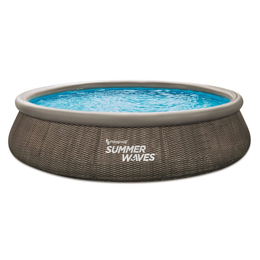Summer Waves 15 Ft Dark Double Rattan Quick Set Pool, Round, Ages 6+, Unisex