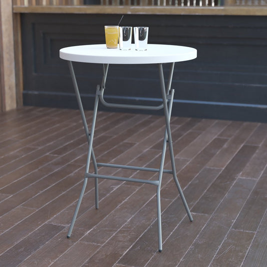 Flash Furniture 2.6-Foot round Granite White Plastic Bar Height Folding Table
