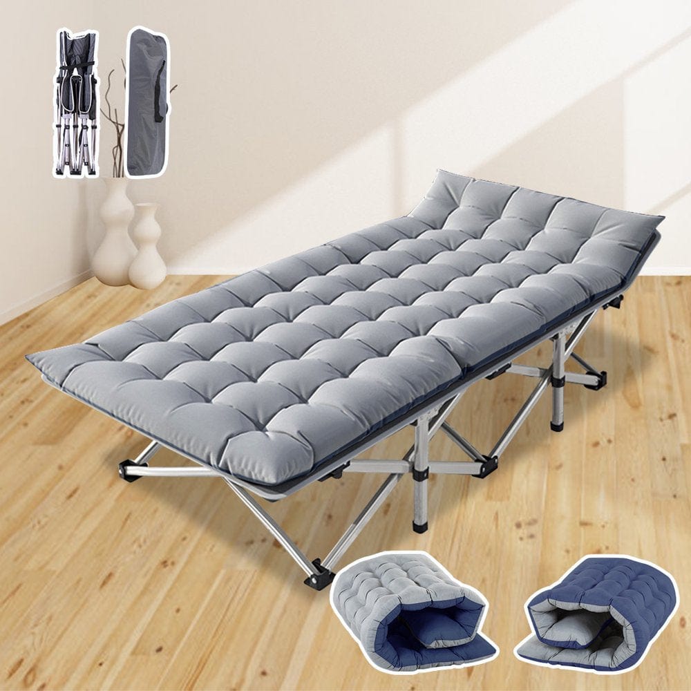 ABORON Folding Camping Cot for Adults Heavy Duty Cots with Carry Bag, Portable Sleeping Bed with Soft Mat