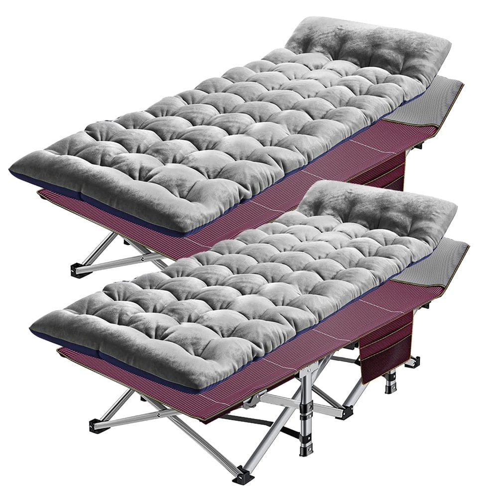 ABORON Folding Camping Cot for Adults Heavy Duty Cots with Carry Bag, Portable Sleeping Bed with Soft Mat