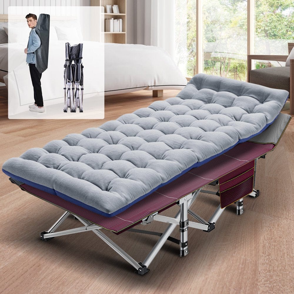 ABORON Folding Camping Cot for Adults & Kids, Folding Guest Bed Cots,Sleeping Cot Folding Bed with 2 Sided Mattress & Carry Bag