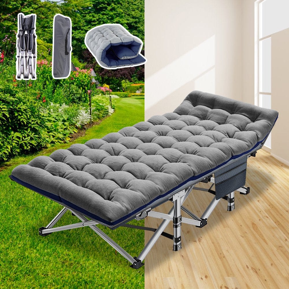 ABORON Folding Camping Cot for Adults & Kids, Folding Guest Bed Cots,Sleeping Cot Folding Bed with 2 Sided Mattress & Carry Bag