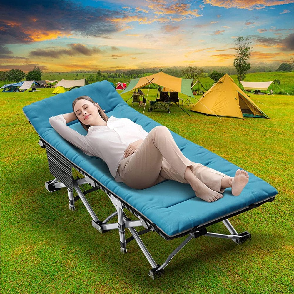 ABORON Folding Camping Cot for Adults & Kids, Folding Guest Bed Cots,Sleeping Cot Folding Bed with 2 Sided Mattress & Carry Bag