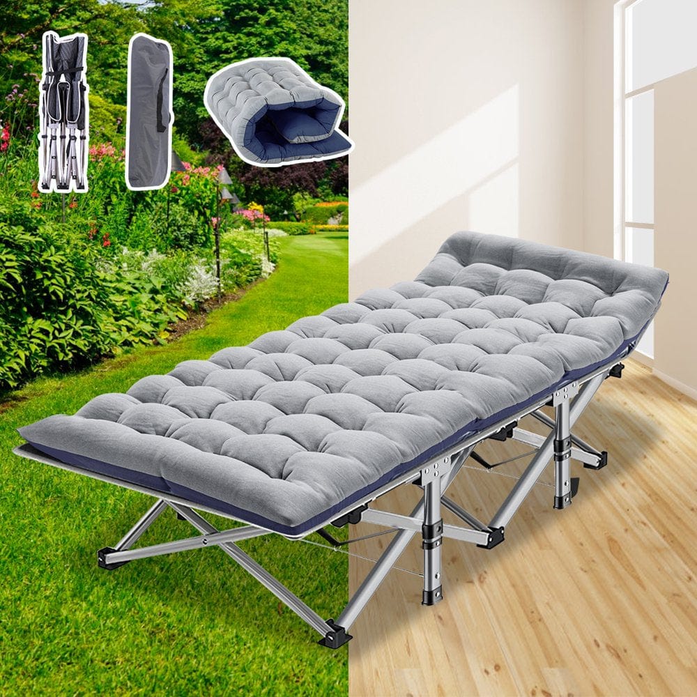 ABORON Folding Camping Cot for Adults & Kids, Folding Guest Bed Cots,Sleeping Cot Folding Bed with 2 Sided Mattress & Carry Bag
