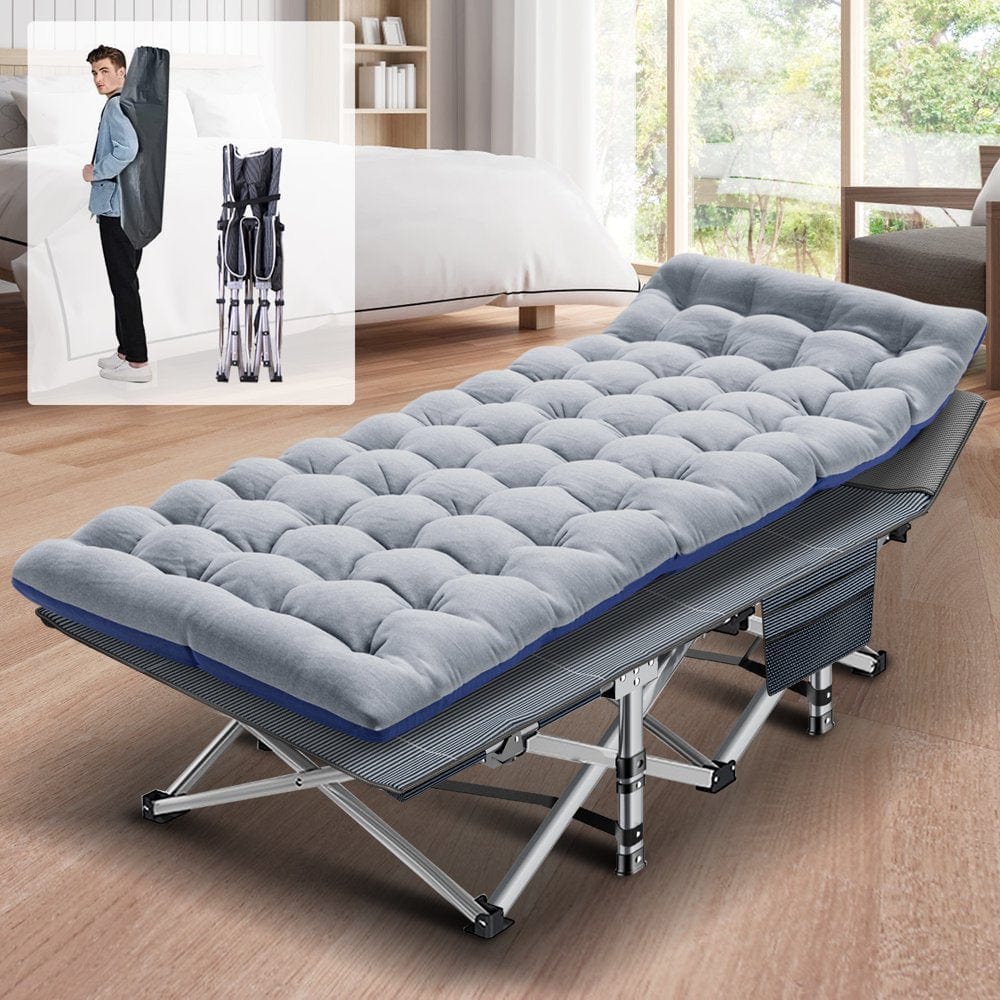 ABORON Folding Camping Cot for Adults & Kids, Folding Guest Bed Cots,Sleeping Cot Folding Bed with 2 Sided Mattress & Carry Bag