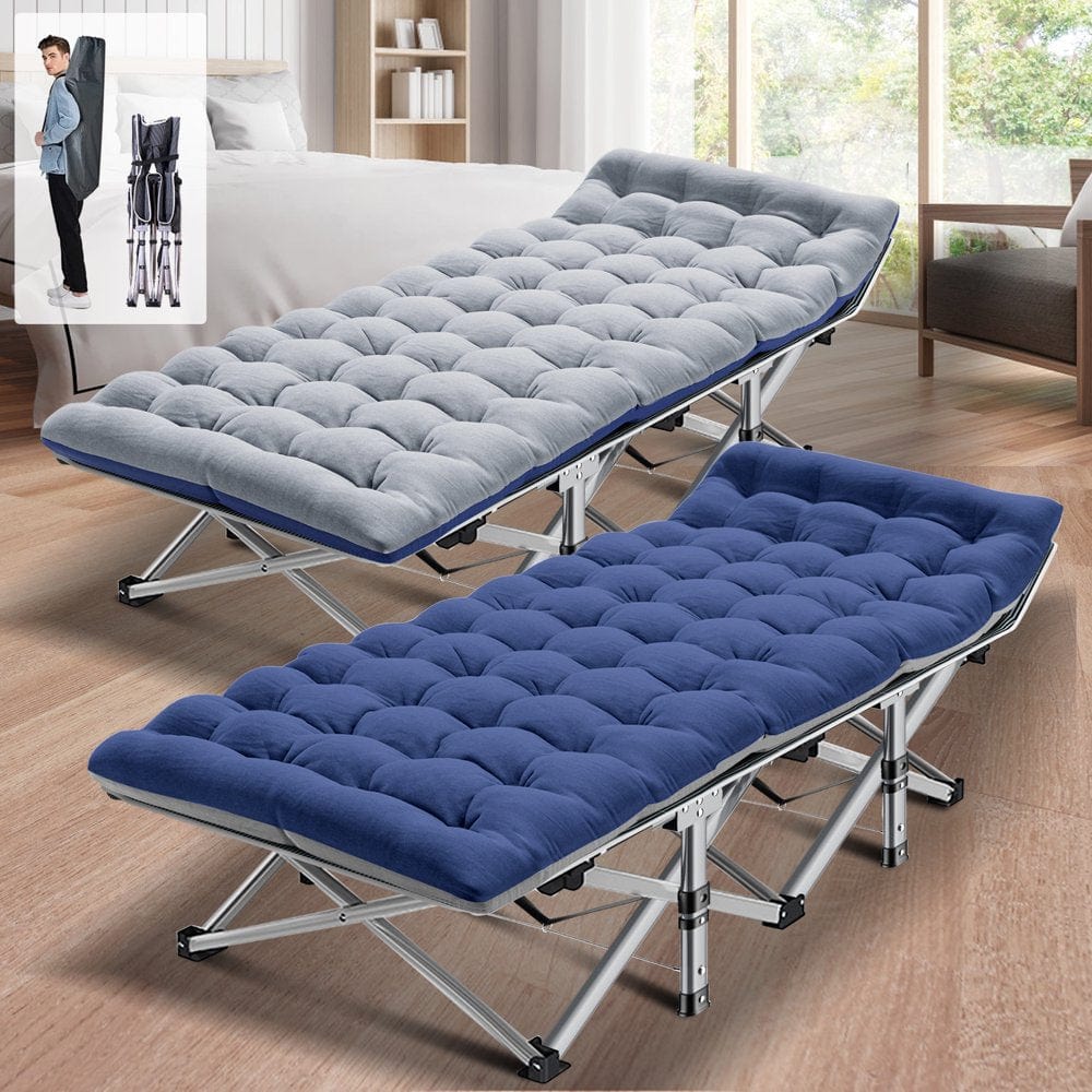 ABORON Folding Camping Cot for Adults & Kids, Folding Guest Bed Cots,Sleeping Cot Folding Bed with 2 Sided Mattress & Carry Bag