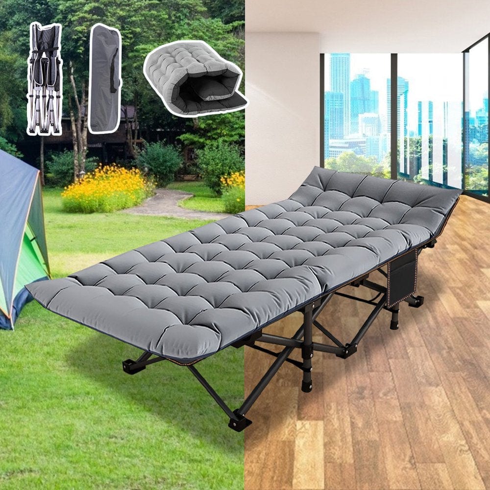 ABORON Folding Camping Cot for Adults & Kids, Folding Guest Bed Cots,Sleeping Cot Folding Bed with 2 Sided Mattress & Carry Bag
