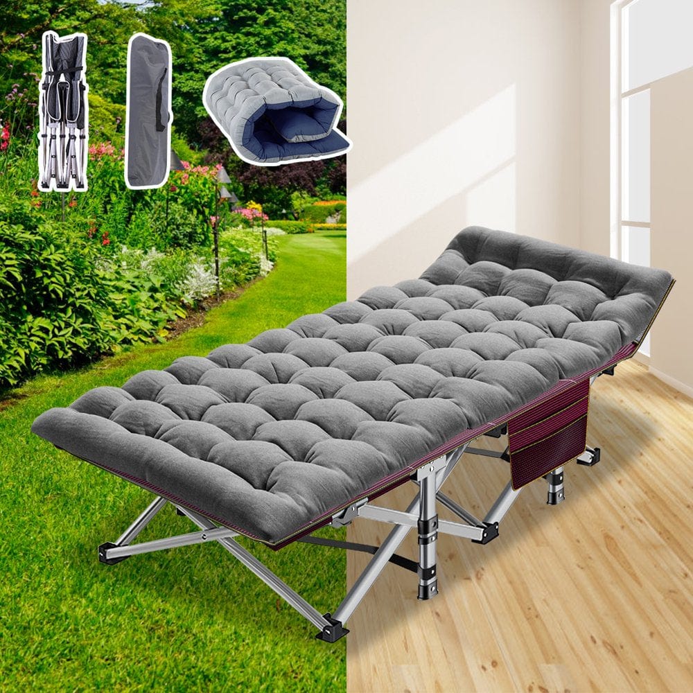 ABORON Folding Camping Cot for Adults & Kids, Folding Guest Bed Cots,Sleeping Cot Folding Bed with 2 Sided Mattress & Carry Bag