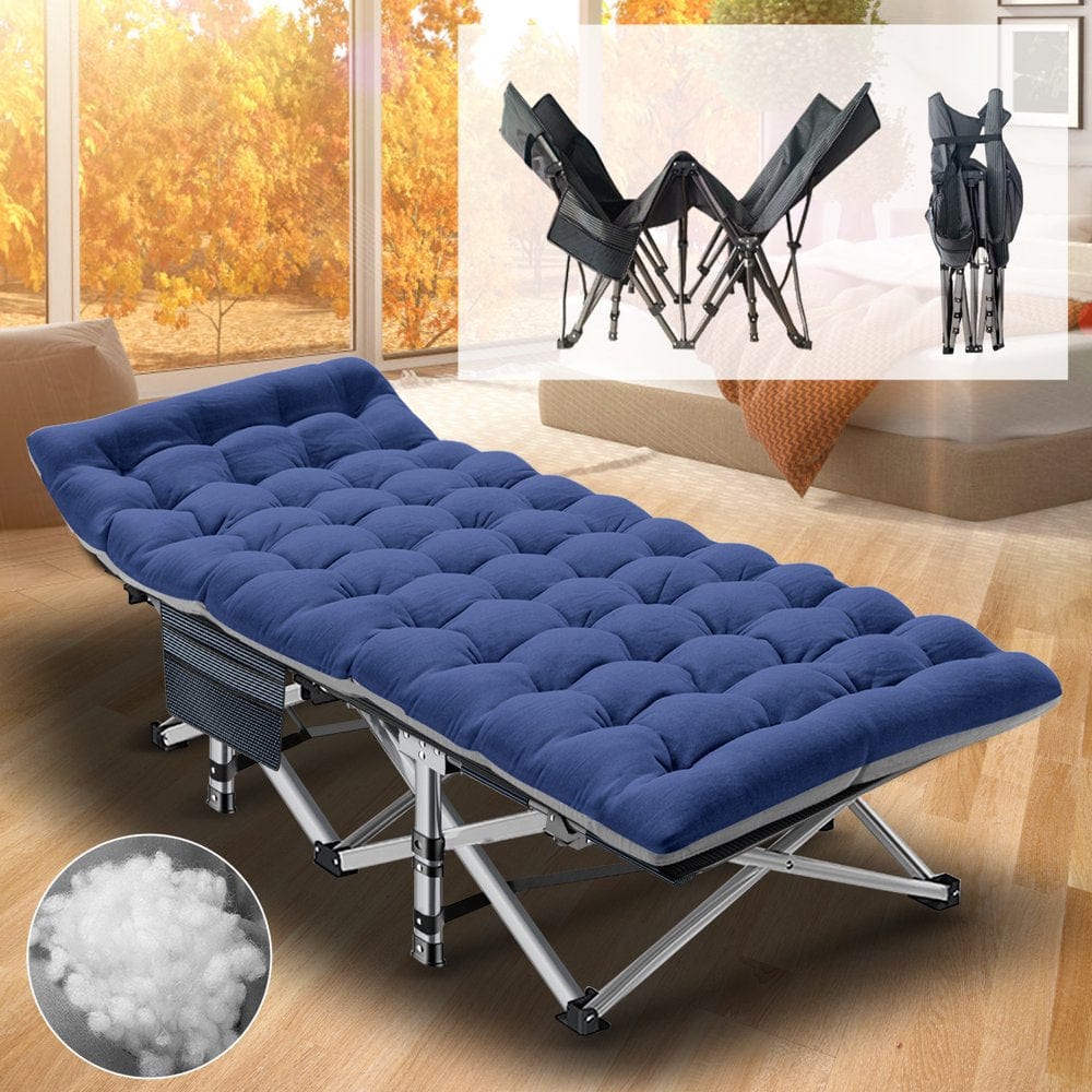 ABORON Folding Camping Cots for Adults Heavy Duty, 28" Extra Wide Sturdy Portable Sleeping Cot Bed with 2 Sided Mattress and Carry Bag