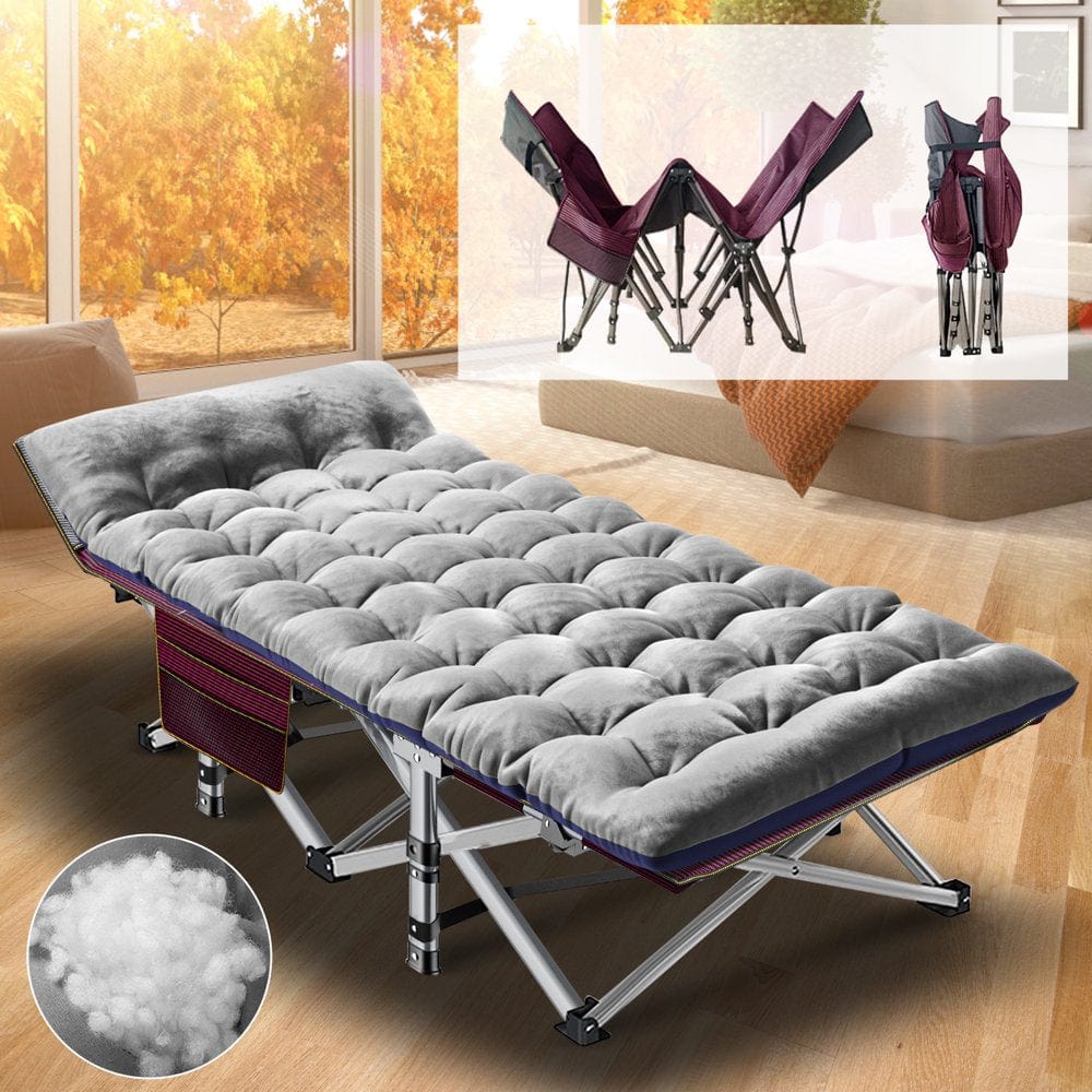ABORON Folding Camping Cots for Adults Heavy Duty, 28" Extra Wide Sturdy Portable Sleeping Cot Bed with 2 Sided Mattress and Carry Bag